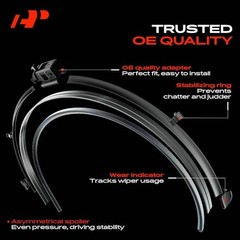 Pack of 2 Windshield Wiper Blades with Wear Indicator & Towel – Compatible