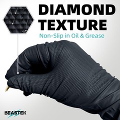 Beastek Nitrile Disposable Gloves, 8 Mil Powder Free Medium, Medium (Black)