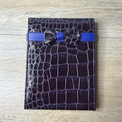 SeneGence International Blue Purple Crocodile Bow Travel Vanity Folding Mirror