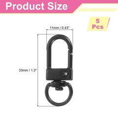 5pcs lobster hooks, 33mm swivel lanyard, black