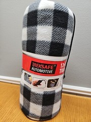 Treksafe Heated Travel Blanket Throw 12V Checkered Black/White High Low Temp.