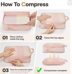 9-Piece Compression Packing Cubes Set – Space-Saving Travel Organizers in Beige