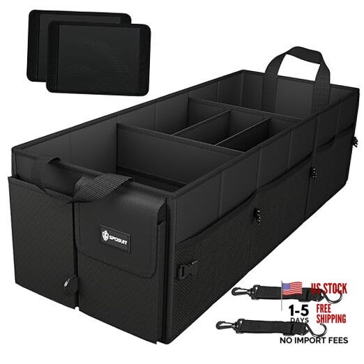 Extra 98L Collapsible Car Storage Trunk Organizer Large Trunk Organizer Black