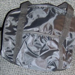 9&Prime; tall x 10&Prime; diam rOund BLACK Tote bag Polyester w/ handles & clamshell zippers