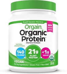 Orgain Organic Vegan Protein Powder, Natural Unsweetened – 21g of Unflavored Pla