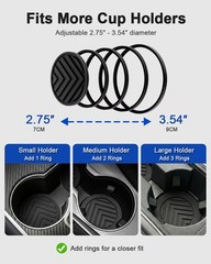 TRIZEPSSEIL FitRing Adjustable Car Cup Holder Coasters, 2 Packs, Black