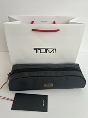 Tumi Seal Grey Travel Accessory Zipper Small Cord Pouch Bag