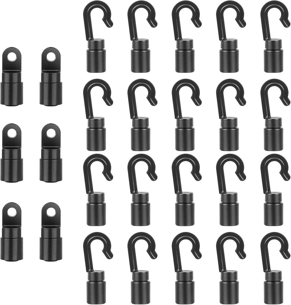 20 Pcs Bungee Shock Cord Hooks for 1/4 Inch Rope Terminal Ends – Tabbed 20pcs
