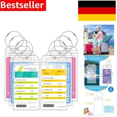 Luggage Tag Set of 6 Stainless Steel Ring Transparent Heavy Duty AIDA TUI MSC