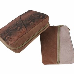 Heyday Snakeskin and Suede Pink Tech Organizer and Matching Travel Pouch