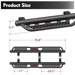 6&Prime; Powder Coated Running Boards Side Steps For 2018-2025 Jeep Wrangler JL 4 Door