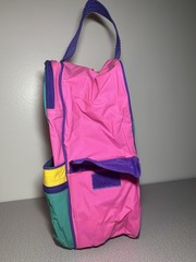 Vtg 80s Color Block Neon Retro Toiletry Cosmetic Travel LunchBag 13&Prime; X 6&Prime; Avon