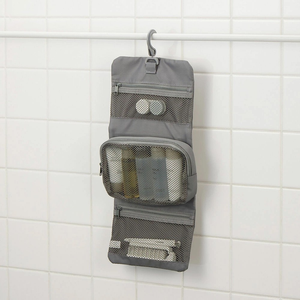 MUJI Polyester Hanging Organizer with Removable Pouch GRAY – Compact Storage