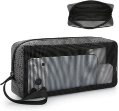 Mesh Tech Organizer Pouch for Laptop Charger Cables Power Bank Travel Case Black