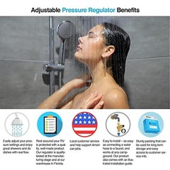 RV Water Pressure Regulator for RV Camper. Brass Lead-free Adjustable Water