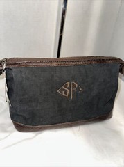 Pottery Barn Union Canvas Toiletry Case Travel Bag Black Monogram SF