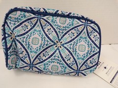 Pottery Barn Jet Set Preppy Rings Medium Toiletry Bag Navy 8x4x5 #9228