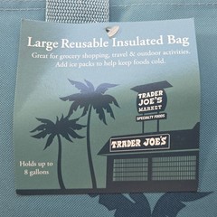 Trader Joe&rsquo;s Dusty Blue Green Large Insulated Bag – 21&Prime; in x 14&Prime; in x 6&Prime; in