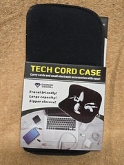 Tech Cord Case Holds Cords, With 4 Pockets For Adaptors, Accessories Black