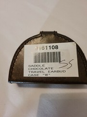 Pottery Barn Brown Saddle Leather Earbud Case Monogram “W”