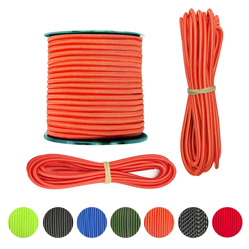 LUYADIN 1/4&Prime; x 32&prime; Marine Grade Bungee Cord Elastic Shock x 32&prime;, Orange