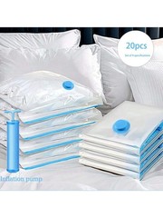 21-Pc Vacuum Compression Storage Bags Travel Camping Moving House Portable Pump