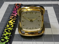 Vintage Black Westclox Travette Leather Cased Travel Alarm Clock 44040 Wind Up