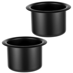 2-Pack Black Cup Holder Insert, Universal Recessed Drink Can Flat base,