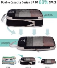 6/8 Sets Compression Packing Cubes for Travel, Portable Zipper Packing Cube f…