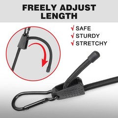 Masterwise 6 PCS Adjustable Bungee Cords with Hooks, 24 Inches 24&Prime;, Black