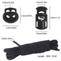 20 PCS Plastic Cord Locks & Length: 600 inches, Diameter: 0.15625 4mm