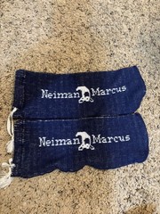 BLUE Vintage Neiman Marcus Knit Shoe Cover Bags 4&Prime; x 13&Prime;