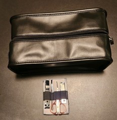 Dockers Black Leather Travel Kit With Grooming Set, New Open Box MSRP $25