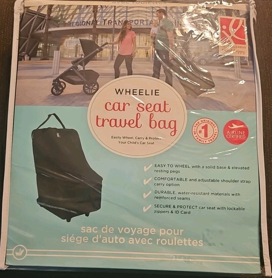 J.L. Childress Wheelie Car Seat Travel Bag and Carrier with Wheels, 2206-Black