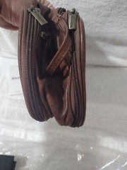 TRAVEL BAG/ Elviros/ Toiletry Bag/ for Men & Women/ Large/ Leather 3 Zipper Side