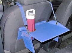 Portable Travel Desk (Blue) [893437002002] Waterproof, Lightweight, Drink Holder