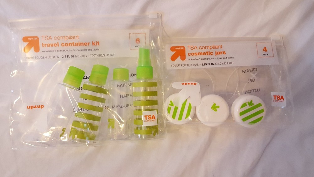 Up&Up TSA Compliant Travel Container Kit & Cosmetic Jars with Pouches – NEW