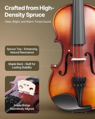 Violin 1/4 Size for Adults, Violin Fiddle Set for Beginners Student with Hard C