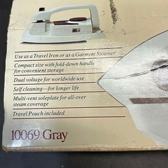 Vtg Sunbeam International Travel Iron Garment Steamer #10069 Gray Works Orig Box