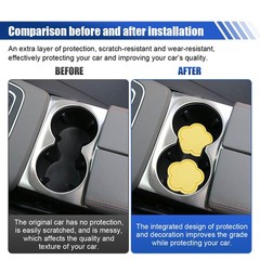 BDZMC 4PCS Car Cup Holder Coasters, Anti-Slip Flower 2.71×2.65 inch, Yellow