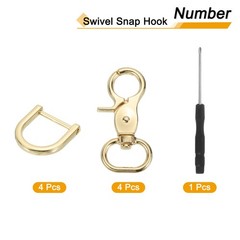 4pcs 20mm (3/4&Prime;) Carabiner Light Gold Ring Swivel Hooks