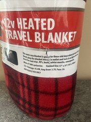 Treksafe Automotive 12V Heated Travel Blanket Red & Black Plaid NEW
