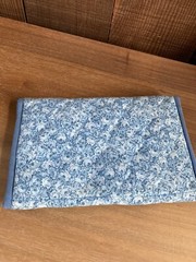 Blue Floral Quilted Foldover Pouch Clutch Toiletry Kit Organizer Cottagecore