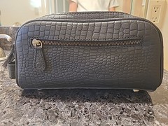 10&Prime; Premium Aubrielle Croco Aaron Leather Goods Toiletry Travel Pouch Bag ALG