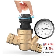 RV Water Pressure Regulator Valve With An Adjustable Knob, Tool-Free, Lead