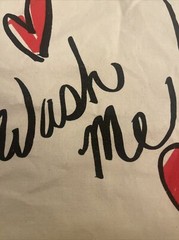 Brighton Canvas Drawstring Travel Laundry Bag WASH ME With Red Hearts 14” x 16”