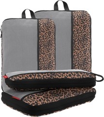 4PCS U+U Compression Packing Cubes, Ultralight Travel Organizers, Leopard Print