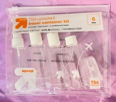 Clear 6pcs Travel Kit Toiletries Containers Spray Bottle Pouch TSA Compliant