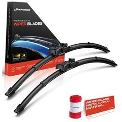 Pack of 2 Windshield Wiper Blades with Wear Indicator & Towel – Compatible