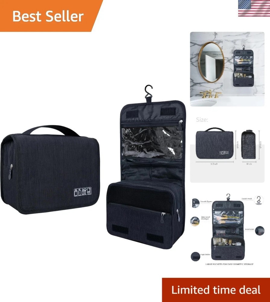 Large Waterproof Toiletry Bag with Hanging Hook for Travel – Unisex Design